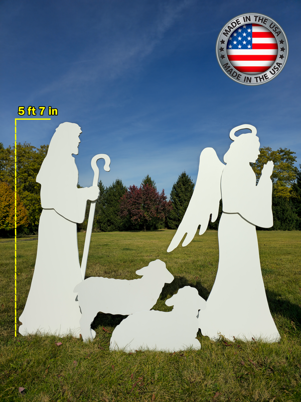 Life Size Nativity Add-On - Angel, Shepherd, Sheep